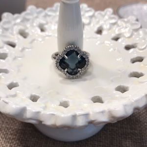 Sapphire and crystal ring. Size 6